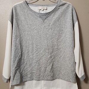 LOFT Heather Gray and Cream Sweatshirt